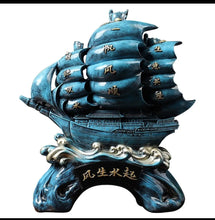 Load image into Gallery viewer, Chinese Feng Shui Good Fortune Wealth Sailboat Statue Home/Office Decor Sculpture Craft Living Room TV Cabinet Fortune Ornament Housewarming Gift