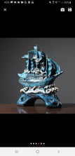 Load image into Gallery viewer, Chinese Feng Shui Good Fortune Wealth Sailboat Statue Home/Office Decor Sculpture Craft Living Room TV Cabinet Fortune Ornament Housewarming Gift