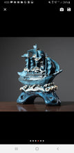 Load image into Gallery viewer, Chinese Feng Shui Good Fortune Wealth Sailboat Statue Home/Office Decor Sculpture Craft Living Room TV Cabinet Fortune Ornament Housewarming Gift