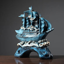 Load image into Gallery viewer, Chinese Feng Shui Good Fortune Wealth Sailboat Statue Home/Office Decor Sculpture Craft Living Room TV Cabinet Fortune Ornament Housewarming Gift