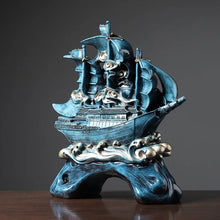 Load image into Gallery viewer, Chinese Feng Shui Good Fortune Wealth Sailboat Statue Home/Office Decor Sculpture Craft Living Room TV Cabinet Fortune Ornament Housewarming Gift
