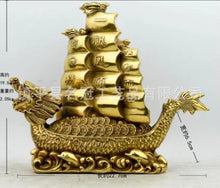 Load image into Gallery viewer, Chinese Feng Shui Good Fortune Wealth Dragon Boat Copper Statue Home/Office Decor Sculpture Craft Living Room TV Cabinet Fortune Ornament Housewarming Gift