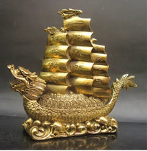 Load image into Gallery viewer, Chinese Feng Shui Good Fortune Wealth Dragon Boat Copper Statue Home/Office Decor Sculpture Craft Living Room TV Cabinet Fortune Ornament Housewarming Gift