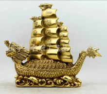 Load image into Gallery viewer, Chinese Feng Shui Good Fortune Wealth Dragon Boat Copper Statue Home/Office Decor Sculpture Craft Living Room TV Cabinet Fortune Ornament Housewarming Gift