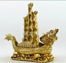 Load image into Gallery viewer, Chinese Feng Shui Good Fortune Wealth Dragon Boat Copper Statue Home/Office Decor Sculpture Craft Living Room TV Cabinet Fortune Ornament Housewarming Gift
