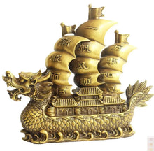 Load image into Gallery viewer, Chinese Feng Shui Good Fortune Wealth Dragon Boat Copper Statue Home/Office Decor Sculpture Craft Living Room TV Cabinet Fortune Ornament Housewarming Gift