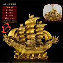 Load image into Gallery viewer, Chinese Feng Shui Good Fortune Wealth Dragon Boat Copper Statue Home/Office Decor Sculpture Craft Living Room TV Cabinet Fortune Ornament Housewarming Gift