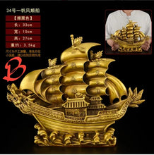 Load image into Gallery viewer, Chinese Feng Shui Good Fortune Wealth Dragon Boat Copper Statue Home/Office Decor Sculpture Craft Living Room TV Cabinet Fortune Ornament Housewarming Gift