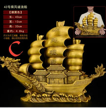 Load image into Gallery viewer, Chinese Feng Shui Good Fortune Wealth Dragon Boat Copper Statue Home/Office Decor Sculpture Craft Living Room TV Cabinet Fortune Ornament Housewarming Gift