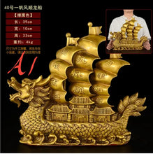 Load image into Gallery viewer, Chinese Feng Shui Good Fortune Wealth Dragon Boat Copper Statue Home/Office Decor Sculpture Craft Living Room TV Cabinet Fortune Ornament Housewarming Gift