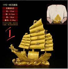 Load image into Gallery viewer, Chinese Feng Shui Good Fortune Wealth Dragon Boat Copper Statue Home/Office Decor Sculpture Craft Living Room TV Cabinet Fortune Ornament Housewarming Gift