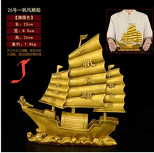 Load image into Gallery viewer, Chinese Feng Shui Good Fortune Wealth Dragon Boat Copper Statue Home/Office Decor Sculpture Craft Living Room TV Cabinet Fortune Ornament Housewarming Gift