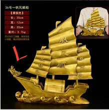 Load image into Gallery viewer, Chinese Feng Shui Good Fortune Wealth Dragon Boat Copper Statue Home/Office Decor Sculpture Craft Living Room TV Cabinet Fortune Ornament Housewarming Gift