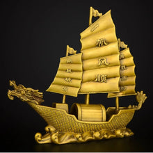Load image into Gallery viewer, Chinese Feng Shui Good Fortune Wealth Dragon Boat Copper Statue Home/Office Decor Sculpture Craft Living Room TV Cabinet Fortune Ornament Housewarming Gift
