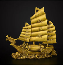 Load image into Gallery viewer, Chinese Feng Shui Good Fortune Wealth Dragon Boat Copper Statue Home/Office Decor Sculpture Craft Living Room TV Cabinet Fortune Ornament Housewarming Gift