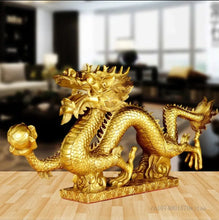 Load image into Gallery viewer, Chinese Feng Shui Good Fortune Wealth Dragon Copper Statue Home/Office Decor Sculpture Craft Living Room TV Cabinet Fortune Ornament Housewarming Gift
