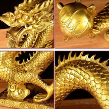 Load image into Gallery viewer, Chinese Feng Shui Good Fortune Wealth Dragon Copper Statue Home/Office Decor Sculpture Craft Living Room TV Cabinet Fortune Ornament Housewarming Gift