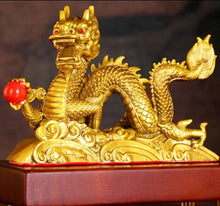 Load image into Gallery viewer, Chinese Feng Shui Good Fortune Wealth Dragon Copper Statue Home/Office Decor Sculpture Craft Living Room TV Cabinet Fortune Ornament Housewarming Gift