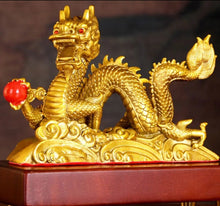 Load image into Gallery viewer, Chinese Feng Shui Good Fortune Wealth Dragon Copper Statue Home/Office Decor Sculpture Craft Living Room TV Cabinet Fortune Ornament Housewarming Gift