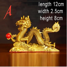 Load image into Gallery viewer, Chinese Feng Shui Good Fortune Wealth Dragon Copper Statue Home/Office Decor Sculpture Craft Living Room TV Cabinet Fortune Ornament Housewarming Gift