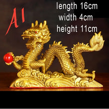 Load image into Gallery viewer, Chinese Feng Shui Good Fortune Wealth Dragon Copper Statue Home/Office Decor Sculpture Craft Living Room TV Cabinet Fortune Ornament Housewarming Gift