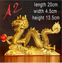 Load image into Gallery viewer, Chinese Feng Shui Good Fortune Wealth Dragon Copper Statue Home/Office Decor Sculpture Craft Living Room TV Cabinet Fortune Ornament Housewarming Gift