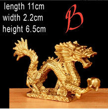 Load image into Gallery viewer, Chinese Feng Shui Good Fortune Wealth Dragon Copper Statue Home/Office Decor Sculpture Craft Living Room TV Cabinet Fortune Ornament Housewarming Gift