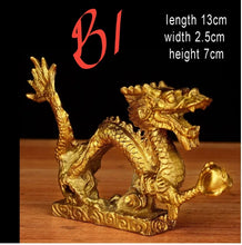 Load image into Gallery viewer, Chinese Feng Shui Good Fortune Wealth Dragon Copper Statue Home/Office Decor Sculpture Craft Living Room TV Cabinet Fortune Ornament Housewarming Gift