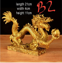 Load image into Gallery viewer, Chinese Feng Shui Good Fortune Wealth Dragon Copper Statue Home/Office Decor Sculpture Craft Living Room TV Cabinet Fortune Ornament Housewarming Gift