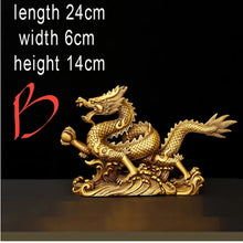 Load image into Gallery viewer, Chinese Feng Shui Good Fortune Wealth Dragon Copper Statue Home/Office Decor Sculpture Craft Living Room TV Cabinet Fortune Ornament Housewarming Gift
