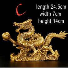 Load image into Gallery viewer, Chinese Feng Shui Good Fortune Wealth Dragon Copper Statue Home/Office Decor Sculpture Craft Living Room TV Cabinet Fortune Ornament Housewarming Gift