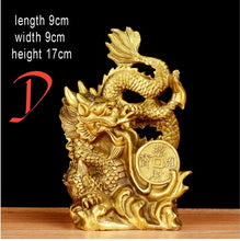 Load image into Gallery viewer, Chinese Feng Shui Good Fortune Wealth Dragon Copper Statue Home/Office Decor Sculpture Craft Living Room TV Cabinet Fortune Ornament Housewarming Gift