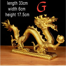 Load image into Gallery viewer, Chinese Feng Shui Good Fortune Wealth Dragon Copper Statue Home/Office Decor Sculpture Craft Living Room TV Cabinet Fortune Ornament Housewarming Gift