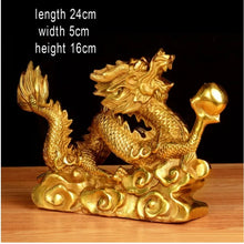 Load image into Gallery viewer, Chinese Feng Shui Good Fortune Wealth Dragon Copper Statue Home/Office Decor Sculpture Craft Living Room TV Cabinet Fortune Ornament Housewarming Gift