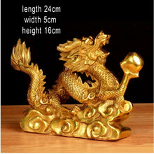 Load image into Gallery viewer, Chinese Feng Shui Good Fortune Wealth Dragon Copper Statue Home/Office Decor Sculpture Craft Living Room TV Cabinet Fortune Ornament Housewarming Gift