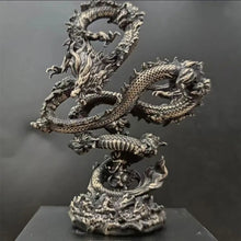 Load image into Gallery viewer, Chinese Feng Shui Good Fortune Wealth Lucky Gold/Silver Dragon Copper Statue Home/Office Decor Sculpture Craft Living Room TV Cabinet Fortune Ornament Housewarming Gift