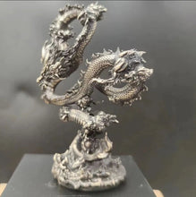 Load image into Gallery viewer, Chinese Feng Shui Good Fortune Wealth Lucky Gold/Silver Dragon Copper Statue Home/Office Decor Sculpture Craft Living Room TV Cabinet Fortune Ornament Housewarming Gift
