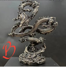 Load image into Gallery viewer, Chinese Feng Shui Good Fortune Wealth Lucky Gold/Silver Dragon Copper Statue Home/Office Decor Sculpture Craft Living Room TV Cabinet Fortune Ornament Housewarming Gift