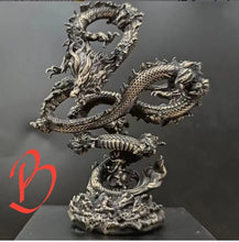 Load image into Gallery viewer, Chinese Feng Shui Good Fortune Wealth Lucky Gold/Silver Dragon Copper Statue Home/Office Decor Sculpture Craft Living Room TV Cabinet Fortune Ornament Housewarming Gift