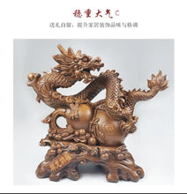 Load image into Gallery viewer, Chinese Feng Shui Good Fortune Wealth Gourd Dragon Statue Home/Office Decor Sculpture Craft Living Room TV Cabinet Fortune Ornament Housewarming Gift