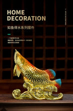 Load image into Gallery viewer, Chinese Feng Shui Good Fortune Wealth Lucky Gold Fish Statue Home/Office Decor Sculpture Craft Living Room TV Cabinet Fortune Ornament Housewarming Gift