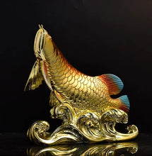 Load image into Gallery viewer, Chinese Feng Shui Good Fortune Wealth Lucky Gold Fish Statue Home/Office Decor Sculpture Craft Living Room TV Cabinet Fortune Ornament Housewarming Gift