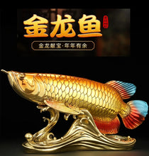 Load image into Gallery viewer, Chinese Feng Shui Good Fortune Wealth Lucky Gold Fish Statue Home/Office Decor Sculpture Craft Living Room TV Cabinet Fortune Ornament Housewarming Gift