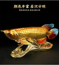 Load image into Gallery viewer, Chinese Feng Shui Good Fortune Wealth Lucky Gold Fish Statue Home/Office Decor Sculpture Craft Living Room TV Cabinet Fortune Ornament Housewarming Gift