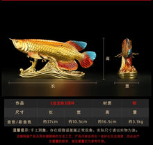 Load image into Gallery viewer, Chinese Feng Shui Good Fortune Wealth Lucky Gold Fish Statue Home/Office Decor Sculpture Craft Living Room TV Cabinet Fortune Ornament Housewarming Gift