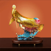 Load image into Gallery viewer, Chinese Feng Shui Good Fortune Wealth Lucky Gold Fish Brass Statue Home/Office Decor Sculpture Craft Living Room TV Cabinet Fortune Ornament Housewarming Gift