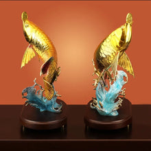 Load image into Gallery viewer, Chinese Feng Shui Good Fortune Wealth Lucky Gold Fish Brass Statue Home/Office Decor Sculpture Craft Living Room TV Cabinet Fortune Ornament Housewarming Gift