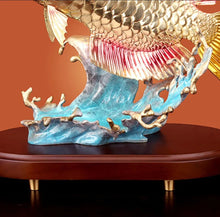 Load image into Gallery viewer, Chinese Feng Shui Good Fortune Wealth Lucky Gold Fish Brass Statue Home/Office Decor Sculpture Craft Living Room TV Cabinet Fortune Ornament Housewarming Gift