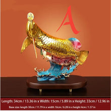 Load image into Gallery viewer, Chinese Feng Shui Good Fortune Wealth Lucky Gold Fish Brass Statue Home/Office Decor Sculpture Craft Living Room TV Cabinet Fortune Ornament Housewarming Gift