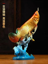 Load image into Gallery viewer, Chinese Feng Shui Good Fortune Wealth Lucky Gold Fish Brass Statue Home/Office Decor Sculpture Craft Living Room TV Cabinet Fortune Ornament Housewarming Gift